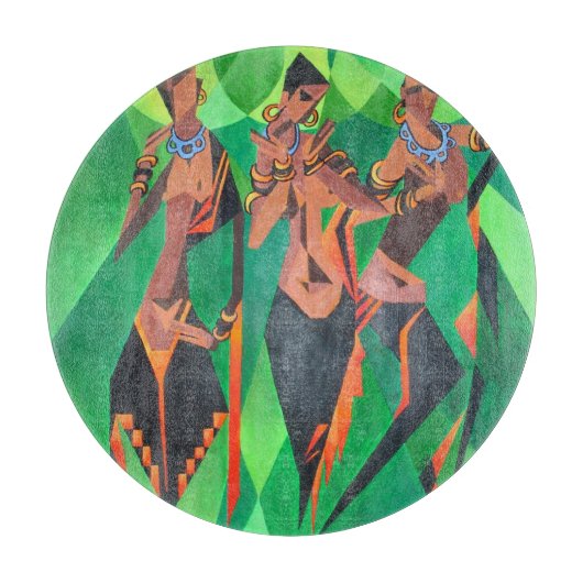 Drie traditionele etnische zwarte vrouwen dansen snijplank (Voorkant)