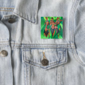 Drie traditionele etnische zwarte vrouwen dansen vierkante button 5,1 cm (In situ)
