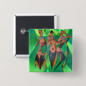 Drie traditionele etnische zwarte vrouwen dansen vierkante button 5,1 cm (Voorkant /achterkant)