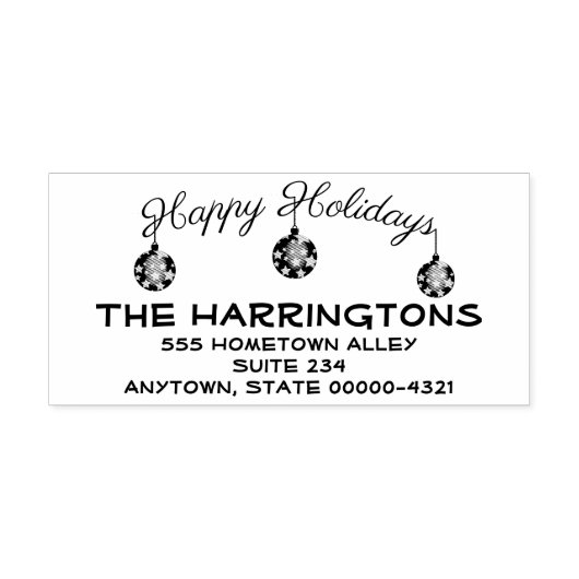 Drie Trendy Ornaments Prettige feestdagen Typograf Rubberstempel (Afrduk)