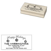 Drie Trendy Ornaments Prettige feestdagen Typograf Rubberstempel (Gestempeld)