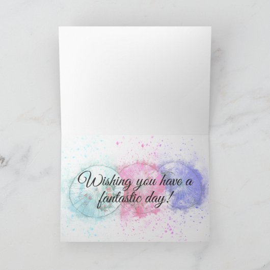 Drie tropische paraplu's 55e verjaardag kaart (Binnen)