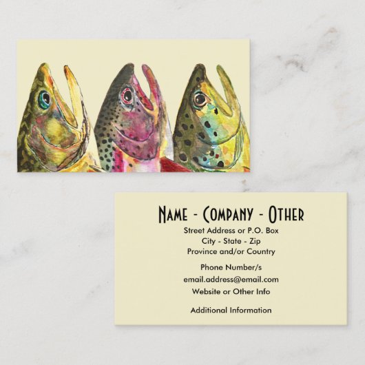 Drie Trout Fisherman's Visitekaartje (Voorkant / Achterkant)