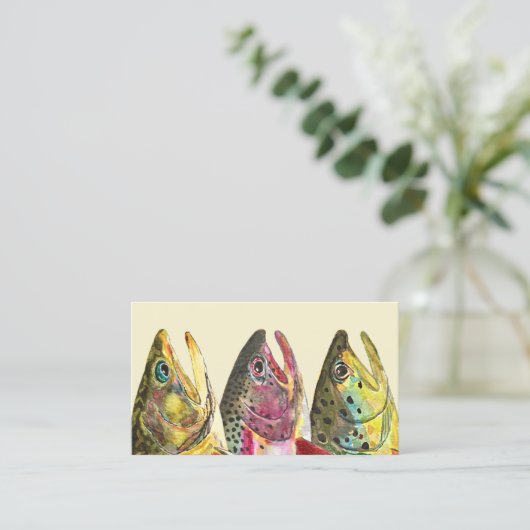 Drie Trout Fisherman's Visitekaartje (Staand voorkant)