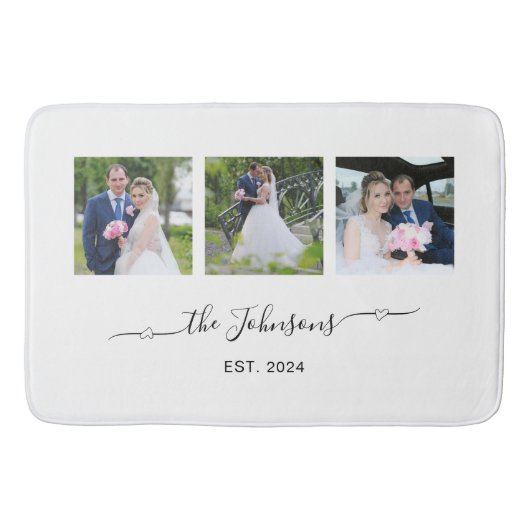 Drie trouwfoto's Hart Swash-handtekening  Badmat (Voorkant)