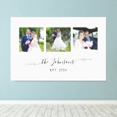 Drie trouwfoto's Hart Swash-handtekening  Canvas Afdruk (Insitu (Houten vloer))