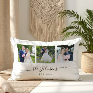 Drie trouwfoto's Hart Swash-handtekening  Kussen