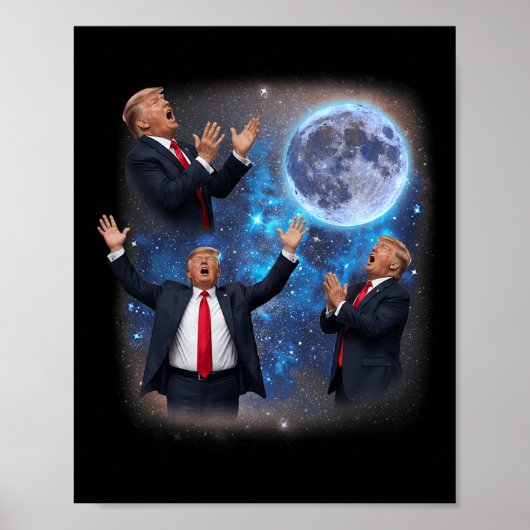 Drie Trumps Huilend naar de Maan Rare Meme Trump Poster (Voorkant)