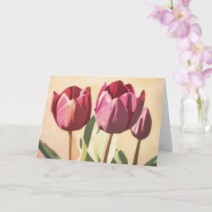 Drie Tulp Bloemen Mid-Century Modern Kunstkaart Kaart