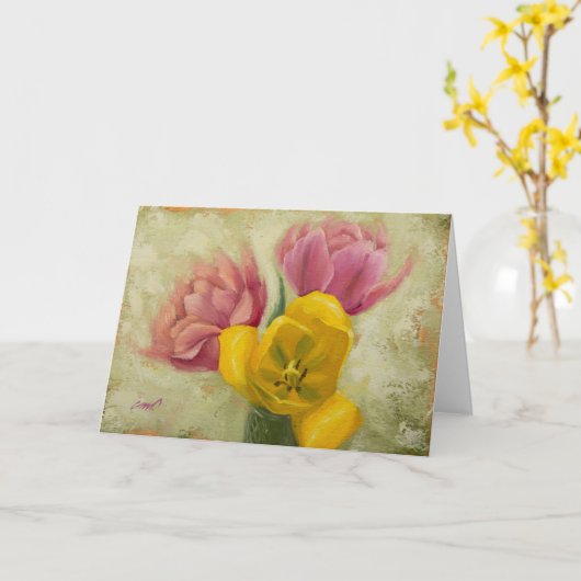 Drie Tulpen Blanco groet en Notecard Kaart (Gele Bloem)