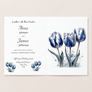 Drie tulpen, folie trouwkaart kaarten