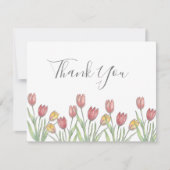 Drie tulpen gekleurd potlood, pen & inkt schetsnot bedankkaart (Voorkant)