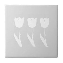 Drie Tulpen in grijs en wit Tegeltje