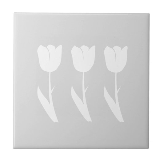 Drie Tulpen in grijs en wit Tegeltje (Voorkant)
