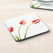 Drie Tulpen op wit Bier Onderzetter (Linkerzijde)