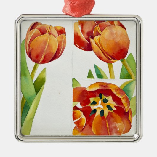 Drie tulpenstudies in een zeker jaar 2013 metalen ornament (Voorkant)