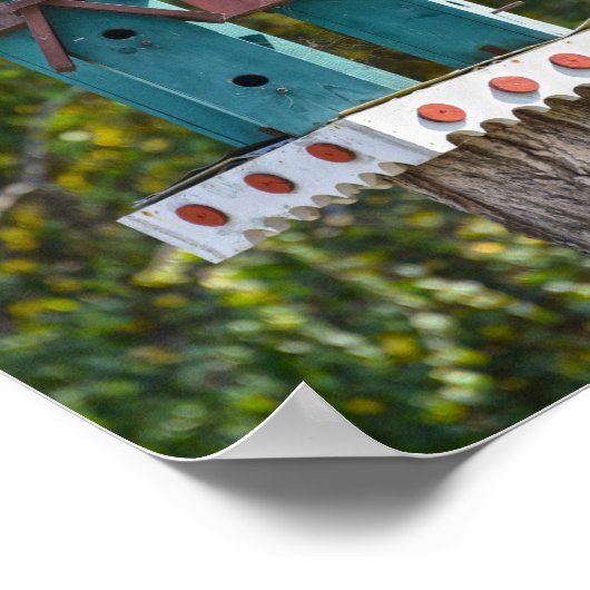 Drie Turquoise Birdhouses Poster (Hoek)