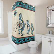 Drie Turquoise Kokopelli Shower Curtain