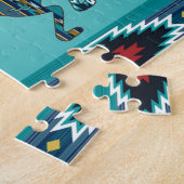 Drie Turquoise Southwest Kokopelli Jigzaag Puzzle Legpuzzel (Zijkant)