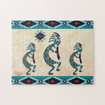 Drie Turquoise Southwest Kokopelli Jigzaag Puzzle