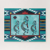 Drie Turquoise Southwest Kokopelli Jigzaag Puzzle Legpuzzel (Horizontaal)