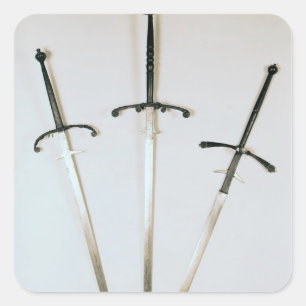 Drie tweeledige swords, 1570 vierkante sticker