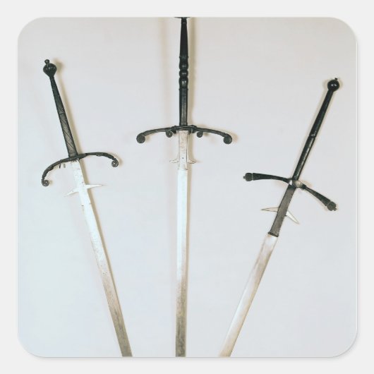 Drie tweeledige swords, 1570 vierkante sticker (Voorkant)