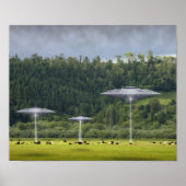 Drie UFO's met Poster op het gebied van Koe (Voorkant)