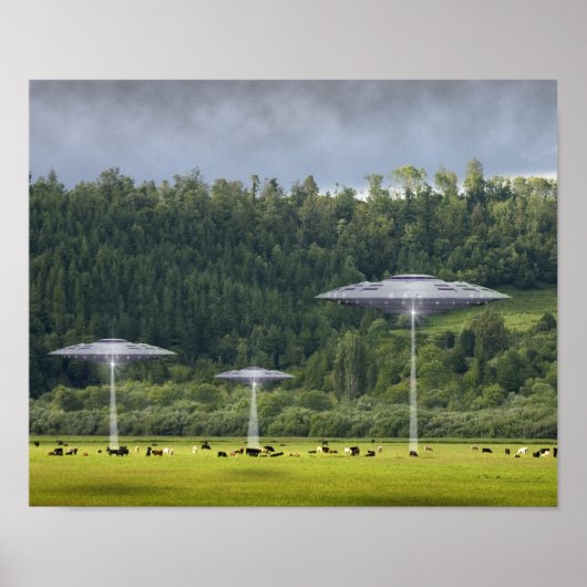 Drie UFO's met Poster op het gebied van Koe (Voorkant)