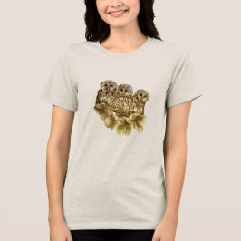 Drie uilen en boomtak Tri-Blend shirt