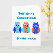 Drie uilen op meerdere producten kaart (Gele Bloem)