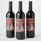 Drie uilen roze wijn label wijn etiket (Flessen)