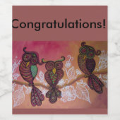 Drie uilen roze wijn label wijn etiket (Enkel label)