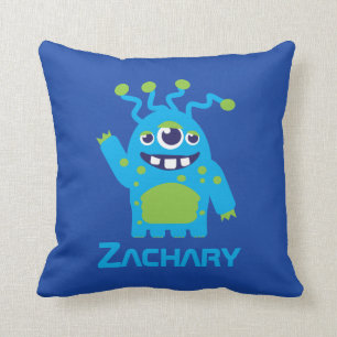 Drie uitheemse blauwe en groene kinder naamkussen kussen