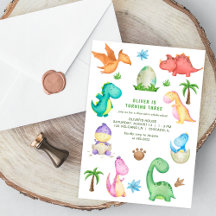 Drie uitnodiging van Dinosaur Birthday