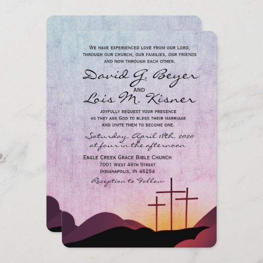 Drie uitnodiging voor een huwelijk (Voorkant / Achterkant)