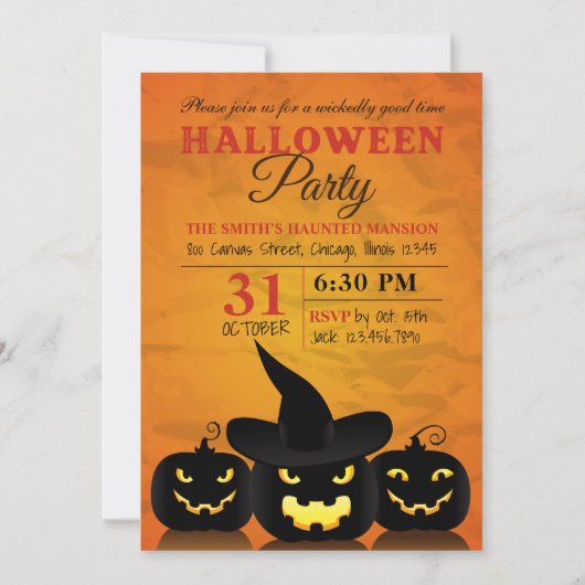 Drie uitnodigingen van de Partij van de Pumpkins H (Voorkant)