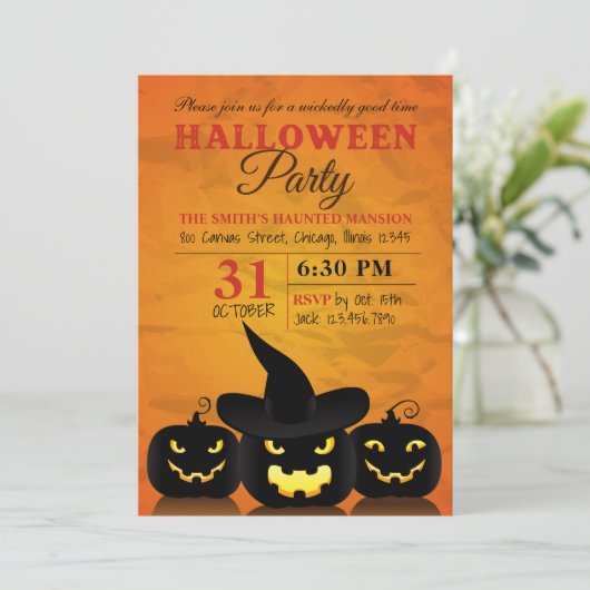 Drie uitnodigingen van de Partij van de Pumpkins H (Staand voorkant)