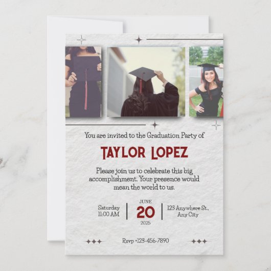 Drie uitnodigingen voor een foto-Afstuderen (Voorkant)