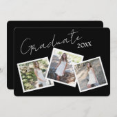 Drie uitnodigingen voor Modern Script-Afstuderen (Voorkant / Achterkant)