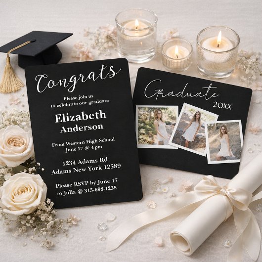 Drie uitnodigingen voor Modern Script-Afstuderen