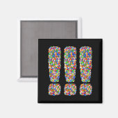 Drie uitroeptekens Candy Regenboog Strooisel Magneet (Voorkant / Achterkant)