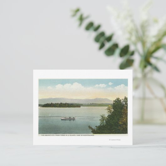 Drie Uitzicht van het eiland Ossipee Mts Briefkaart (Staand voorkant)