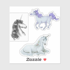 Drie Unicorns vinylSticker, op maat gesneden Sticker