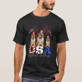 Drie USA Bull Terriers met Pet Amerikaanse vlag T-shirt (Voorkant)