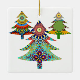 DRIE VAKANTIEBOMEN KERAMISCH ORNAMENT