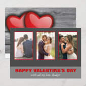 Drie Valentijnsdag voor fotocollage Feestdagenkaart (Voorkant / Achterkant)