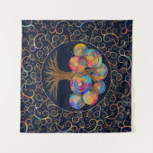 Drie van het leven - kleurrijke spiraaltakken wandkleed (Voorkant (horizontaal))