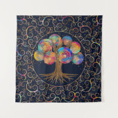 Drie van het leven - kleurrijke spiraaltakken wandkleed (Voorkant)