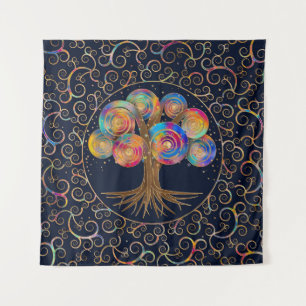 Drie van het leven - kleurrijke spiraaltakken wandkleed